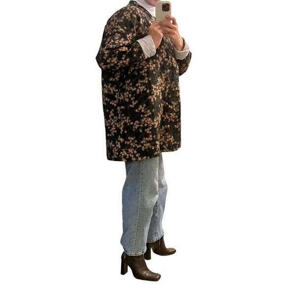 Tapestry Quilted Patchwork Embroidered Floral Jacket Black Brown Gold Coat XL - Picture 1 of 16